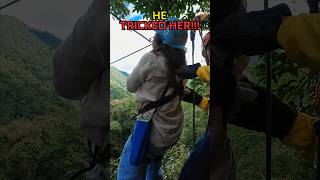 😂 He rly PUSHED HER 💀🤣 prank pranks zipline scared trick tricks fear thailand travel [upl. by Anrahc]