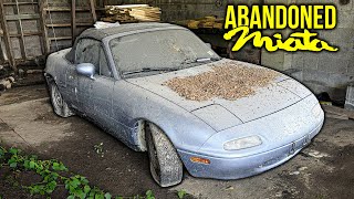 BARN FIND Miata Parked For Years Will It RUN AND DRIVE  Satisfying Detailing Restoration [upl. by Ecnarrot]