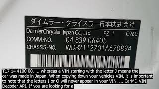 Japan free vin decoder vin decoder the vehicle identification number vin or chassis numbe [upl. by Dominga]