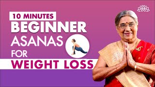 Yoga For Weight Loss 10Minute Beginner Asanas Practice for Weight Loss amp Toning  Dr Hansaji [upl. by Lucila15]