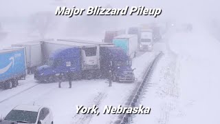 12252023 York NE  Blizzard Causes Multiple Semi Pileupi80 ClosedBlinding Conditions [upl. by Ilyse]