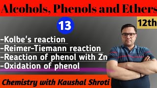 Kolbe reaction  Reimer Tiemann reaction  reaction of phenol with zinc  oxidation of phenols 12th [upl. by Suilmann]