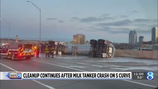 Milk tanker overturns on US131 NB freeway shut down [upl. by Jerusalem164]