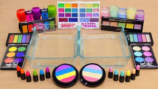 Rainbow Neon vs Pastel  Mixing Makeup Eyeshadow Into Slime ASMR  Satisfying Slime Video [upl. by Scotti782]