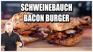 Schweinebauch Bacon Burger von der Plancha  Plancha Grillen [upl. by Tterag]