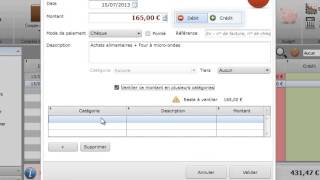 Ajouter une opération simple et ventilée Logiciel Comptabilité Personnelle [upl. by Fax]