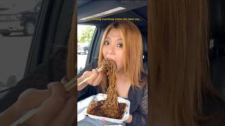 BLACK BEAN NOODLES IN THE CAR GONE WRONG shorts viral mukbang [upl. by Libre467]