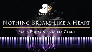 Mark Ronson  Nothing Breaks Like a Heart ft Miley Cyrus  Piano Karaoke  Sing Along with Lyrics [upl. by Ancier]