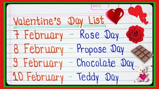 Valentine Week  7 Feb to 14 Feb all day list  kal konsa day hai 2024 lValentines Day week 2024 l [upl. by Sivi559]