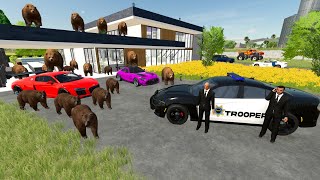 Police save Millionaire from bear attack  Farming Simulator 22 [upl. by Adore]