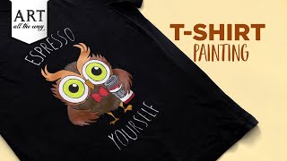 Owl Painting  Fabric Painting Ideas  Tshirt Design  TShirt Art  How to paint a Tshirt [upl. by Airogerg]