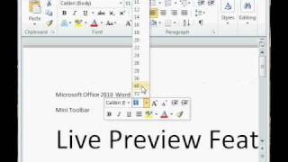 Microsoft Office 2010 Mini Toolbar amp Live Preview Demo [upl. by Kelwunn982]