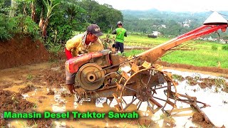 Pagi Hari Mansin Diesel Traktor Sawah untuk Persiapan Kerja [upl. by Irena]