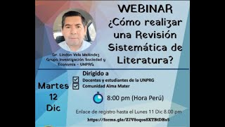 Webinar ¿COMO HACER REVISIONES SISTEMATICAS DE LITERATURA [upl. by Anitnamaid]