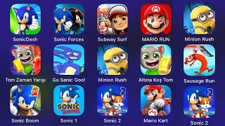 Sonic DashSonic ForcesSubway SurfTom gold runMario KartMinion Rush [upl. by Evey655]