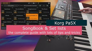 Korg Pa5X tutorial SongBook amp Set lists complete guide [upl. by Pacificas]