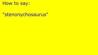 How to pronounce stenonychosaurus [upl. by Illek]