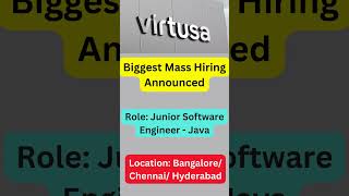 Virtusa Biggest Mass Hiring announced for Multiple Location shorts job freshersjobs viralvideo [upl. by Hunter]