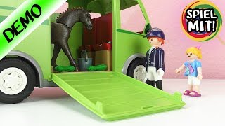 Playmobil Pferdetransporter NEU Pferde Film mit Hannah Vogel  Aufbauen  Demo  Spiel mit mir [upl. by Keppel]