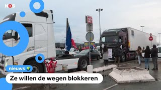 Ook Franse vrachtwagenchauffeurs protesteren tegen corona regels [upl. by Nerek784]