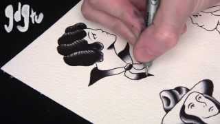 How To Paint Old School Tattoo Flash PinUp Designs Tutorial [upl. by Ahsenod306]