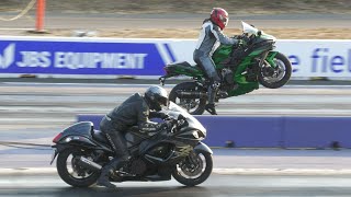 Ninja H2 SX vs Hayabusa  superbikes drag racing [upl. by Min]