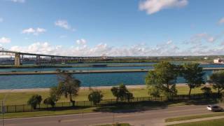 Drone footage of Soo Locks at Sault Ste Marie Michigan [upl. by Henghold]