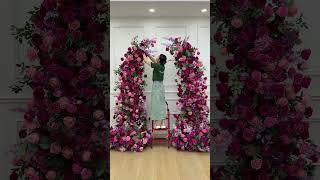 Hot Pink Rose Peony Greenery Floral Arrangement Decor Wedding Horn Arch Frame flowers wedding diy [upl. by Nimzzaj]