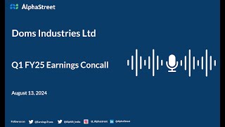 Doms Industries Ltd Q1 FY202425 Earnings Conference Call [upl. by Streetman]