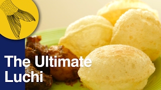 Luchi How to make perfect Luchi  Bengali deep fried puffy bread [upl. by Elinnet]