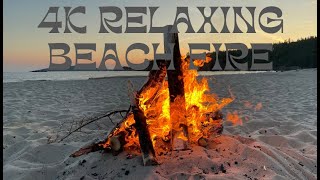 4K Relaxing sunset beach camp fire [upl. by Adialeda767]