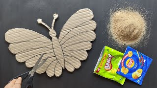 DIY Butterfly Style Wall Decor Using Sand And Waste Lays PacketWall Hanging CraftBest Out Of Waste [upl. by Sylado]