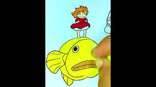 Coloring Ponyo ponyo ghibli ghiblistudio anime fantasy japan goldfish shorts viral [upl. by Gnaw]