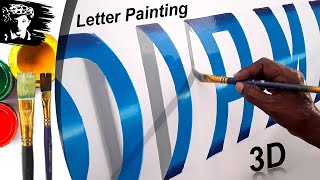 Painting 3D Lettering Handwriting in English Creative Bend Font Design  key of arts [upl. by Ivens263]