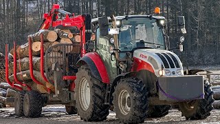 Gipfelholz Abladen mit Steyr Kompakt und Krpan Rückewagen Holzrücken [upl. by Anaicilef992]