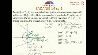 Zadanie 14 Matura z matematyki poziom rozszerzony Maj 2018 Geometria analityczna [upl. by Teirtza]