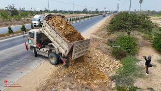 New Project Filled Up 1000 Dump Trucks Unloading With Small Dozer Work Skills Operators Pushing [upl. by Atiuqiram]