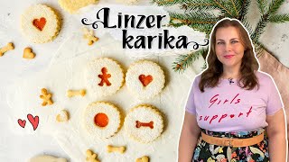 Klasszikus linzer karika recept tejföllel 🎀 omlós ünnepi keksz [upl. by Nalyorf]