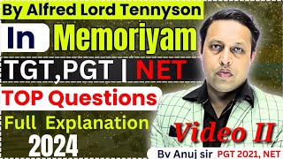 Alfred Lord Tennyson In Memoriam in memory of video II TGT PGT NET LT English literature Arthur [upl. by Nnaeerb]