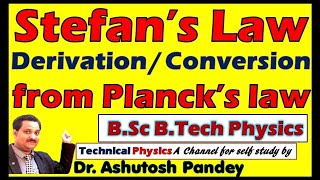 Stefans Law from Plancks Radiation Law derivation  Stefan Boltzmann Law derivation for BSc BTech [upl. by Merchant427]