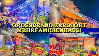 GROSSBRAND ZERSTÖRT MEHRFAMILIENHAUS  FLAMMEN LODERN IM DACHSTUHL  FEUERWEHR  GROSSEINSATZ [upl. by Tirza535]