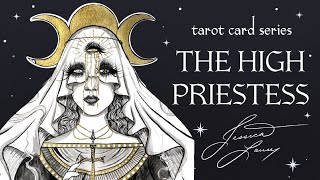 The High Priestess Tarot Card Painting Process  jlauserart [upl. by Yorle543]