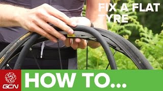 How To Fix A Flat Tyre  Fix A Road Bike Puncture [upl. by Arreis]