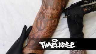 TATTOO TIMELAPSE  FREEHAND LETTERING  LINING SESS JJ INK [upl. by Fari]