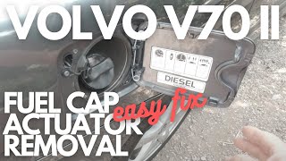 VOLVO V70 XC70 2000 to 2006 FUEL CAP ACTUATOR REMOVAL [upl. by Aizitel730]