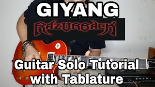 Razorback  GIYANG  Guitar Solo Tutorial with Tablature step by step slow to normal beat [upl. by Ardnasela]