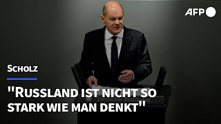 Scholz quotRussland ist nicht so stark wie man denktquot  AFP [upl. by Yecam]