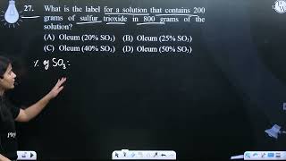 What is the label for a solution that contains 200 grams of sulfur trioxide in 800 grams of the [upl. by Bushey]