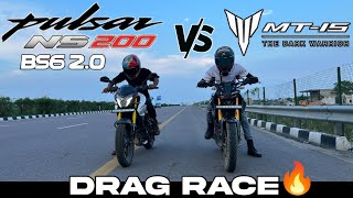 All New Pulsar NS200 vs Yamaha MT15 DRAG RACE yamaha ns200 mt15 [upl. by Latham]