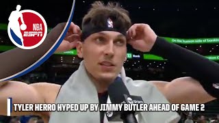 Tyler Herro on Jimmy Butler after Game 2 win 🗣️ HE TOLD ME TO LEAD THESE GUYS  NBA on ESPN [upl. by Assilev]